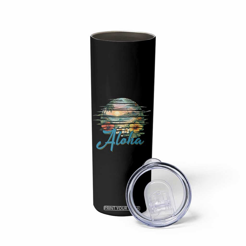 Vintage Hawaii Hibiscus Floral Skinny Tumbler Tropical Beach Vacation Graphic TS12 Print Your Wear