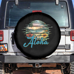 Vintage Hawaii Hibiscus Floral Spare Tire Cover Tropical Beach Vacation Graphic TS12 No hole Black Print Your Wear
