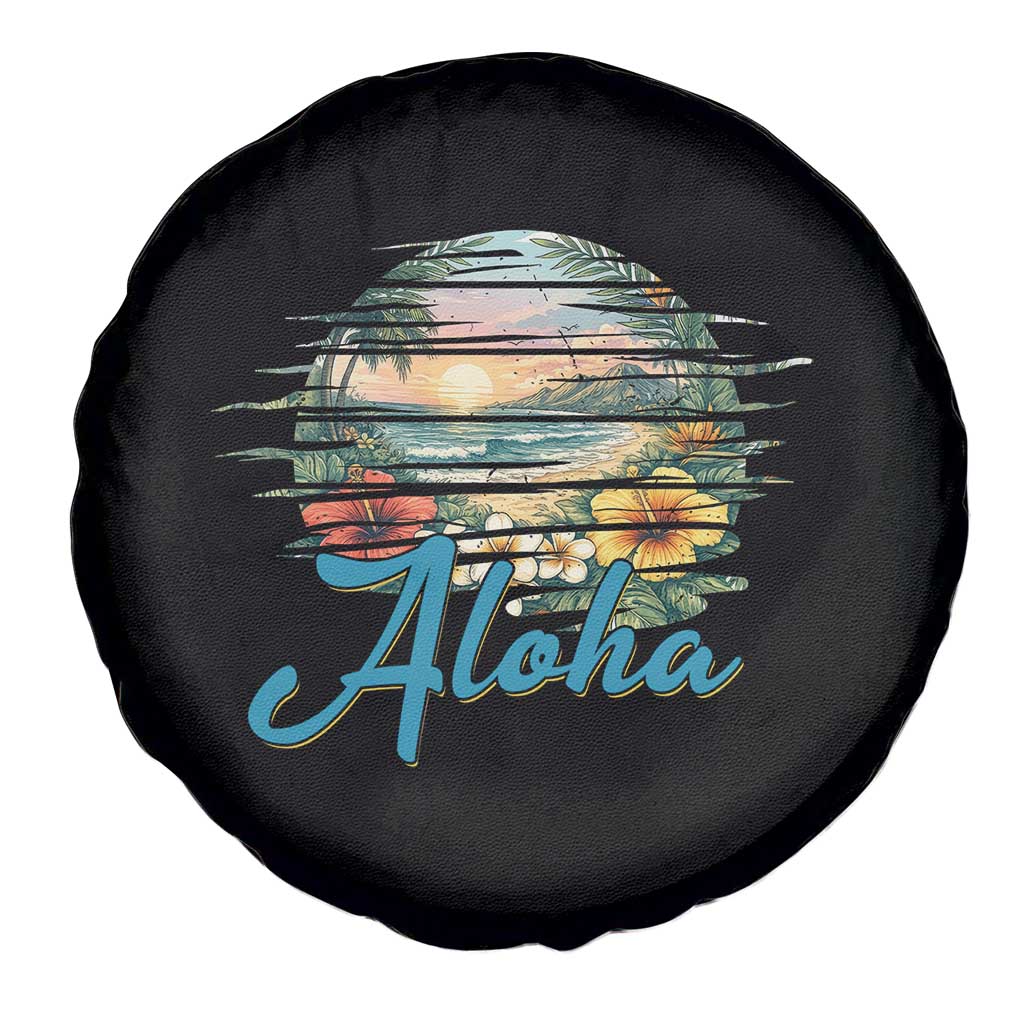 Vintage Hawaii Hibiscus Floral Spare Tire Cover Tropical Beach Vacation Graphic TS12 Print Your Wear