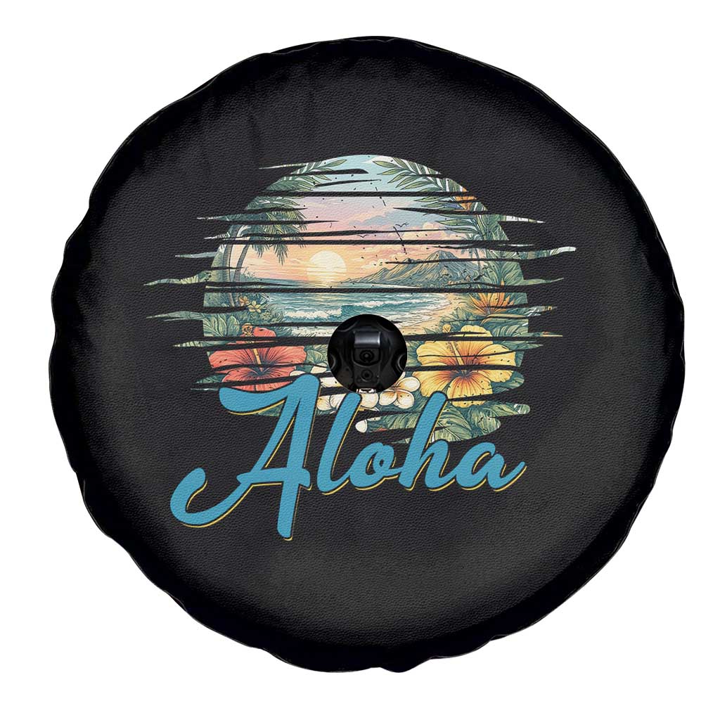 Vintage Hawaii Hibiscus Floral Spare Tire Cover Tropical Beach Vacation Graphic TS12 Print Your Wear