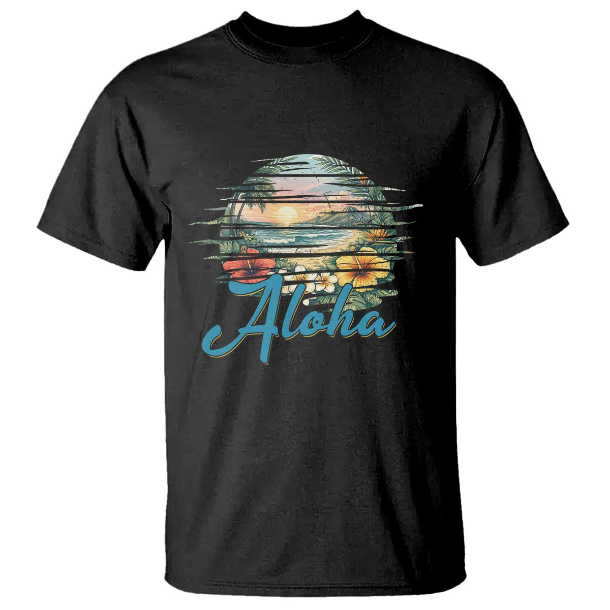 Vintage Hawaii Hibiscus Floral T Shirt Tropical Beach Vacation Graphic TS12 Black Print Your Wear