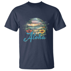 Vintage Hawaii Hibiscus Floral T Shirt Tropical Beach Vacation Graphic TS12 Navy Print Your Wear