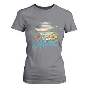 Vintage Hawaii Hibiscus Floral T Shirt For Women Tropical Beach Vacation Graphic TS12 Charcoal Print Your Wear
