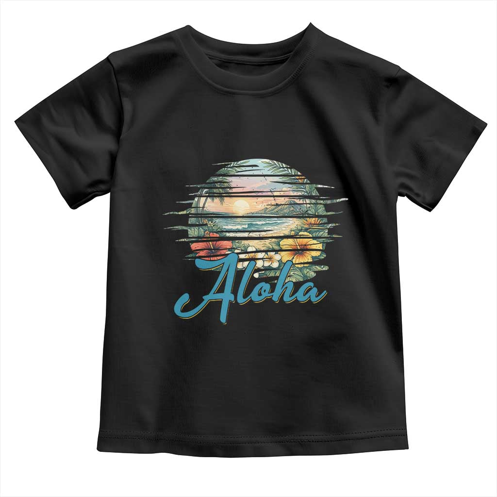 Vintage Hawaii Hibiscus Floral Toddler T Shirt Tropical Beach Vacation Graphic TS12 Black Print Your Wear