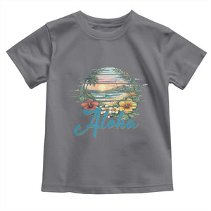 Vintage Hawaii Hibiscus Floral Toddler T Shirt Tropical Beach Vacation Graphic TS12 Charcoal Print Your Wear