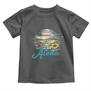Vintage Hawaii Hibiscus Floral Toddler T Shirt Tropical Beach Vacation Graphic TS12 Dark Heather Print Your Wear