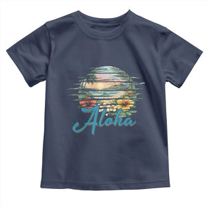 Vintage Hawaii Hibiscus Floral Toddler T Shirt Tropical Beach Vacation Graphic TS12 Navy Print Your Wear