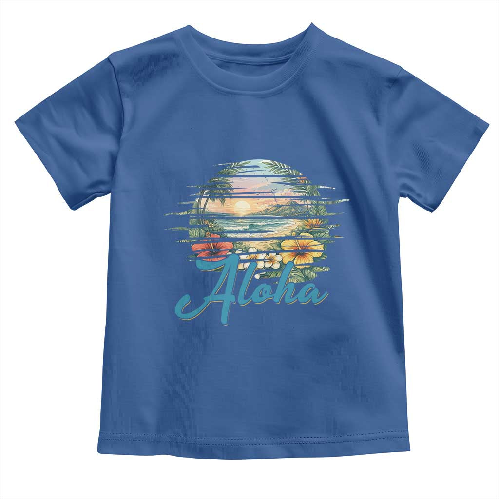 Vintage Hawaii Hibiscus Floral Toddler T Shirt Tropical Beach Vacation Graphic TS12 Royal Blue Print Your Wear