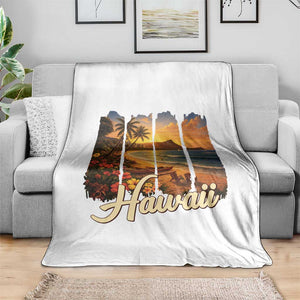 Vintage Hawaii Beach Travel Throw Blanket Sunset Ocean Landscape