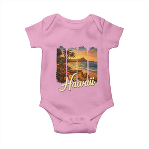 Vintage Hawaii Beach Travel Baby Onesie Sunset Ocean Landscape TS12 Light Pink Print Your Wear