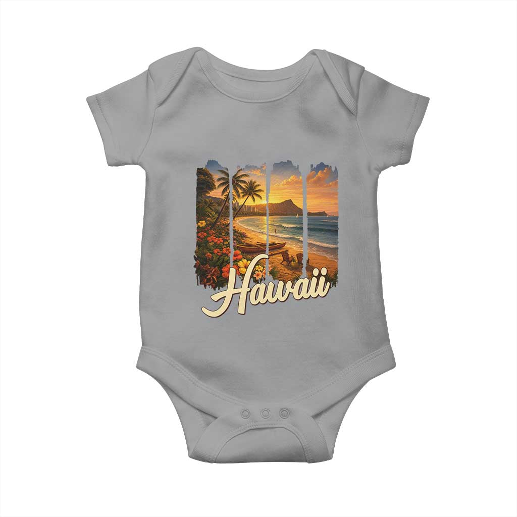 Vintage Hawaii Beach Travel Baby Onesie Sunset Ocean Landscape TS12 Sport Gray Print Your Wear