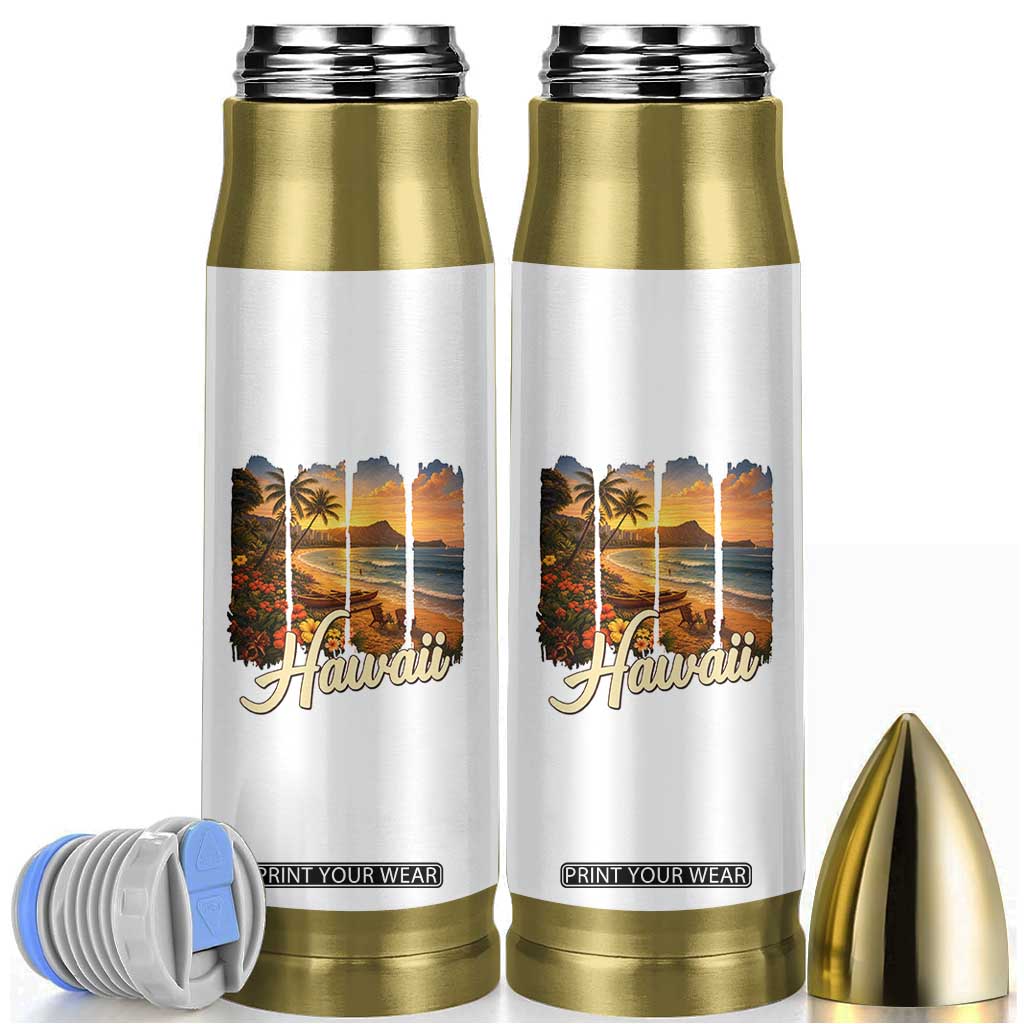 Vintage Hawaii Beach Travel Bullet Tumbler Sunset Ocean Landscape TS12 White Print Your Wear