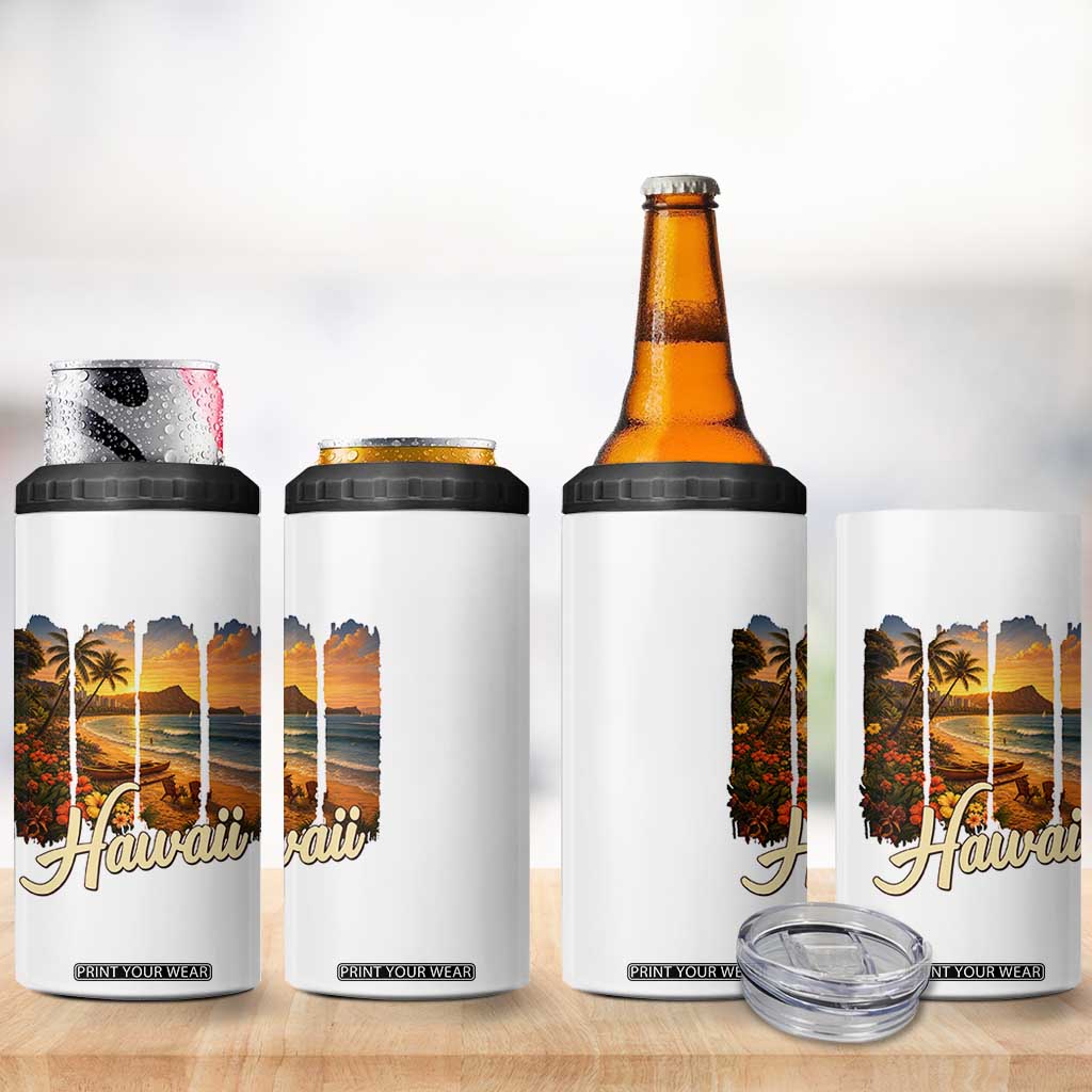 Vintage Hawaii Beach Travel 4 in 1 Can Cooler Tumbler Sunset Ocean Landscape TS12 Print Your Wear