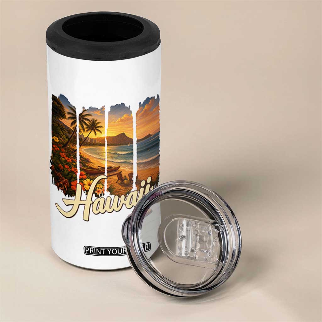 Vintage Hawaii Beach Travel 4 in 1 Can Cooler Tumbler Sunset Ocean Landscape TS12 Print Your Wear