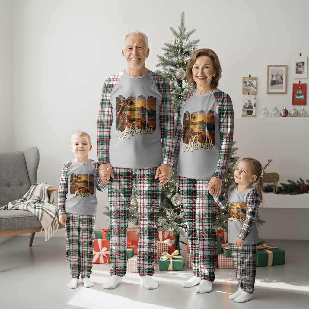 Vintage Hawaii Beach Travel Plaid Pajama Set Sunset Ocean Landscape TS12 Christmas Plaid Print Your Wear