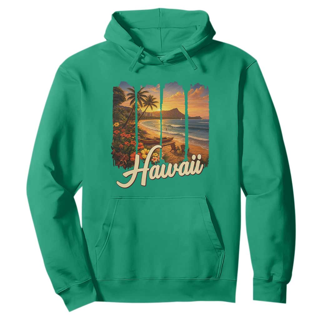 Vintage Hawaii Beach Travel Hoodie Sunset Ocean Landscape TS12 Irish Green Print Your Wear