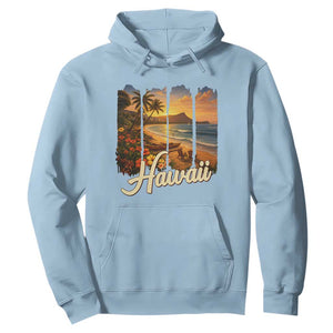Vintage Hawaii Beach Travel Hoodie Sunset Ocean Landscape TS12 Light Blue Print Your Wear