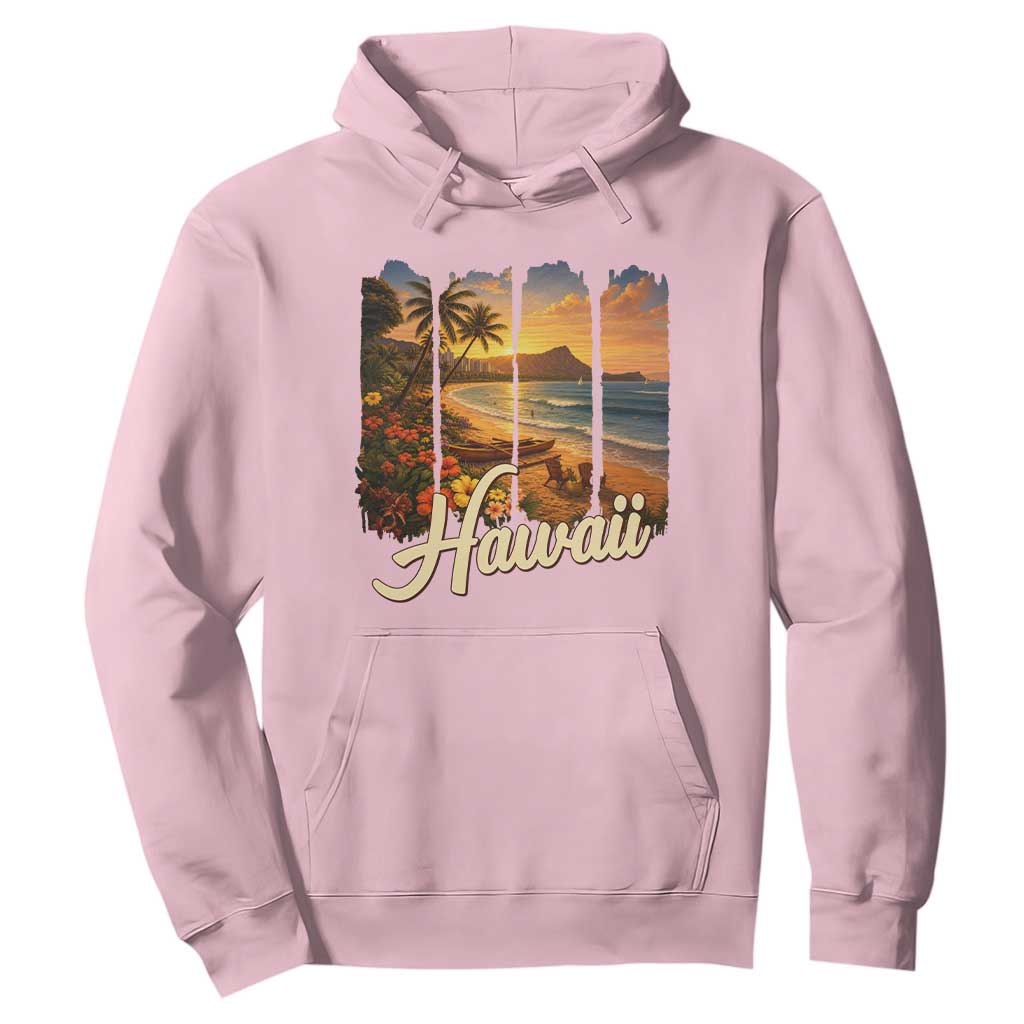 Vintage Hawaii Beach Travel Hoodie Sunset Ocean Landscape TS12 Light Pink Print Your Wear