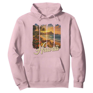 Vintage Hawaii Beach Travel Hoodie Sunset Ocean Landscape TS12 Light Pink Print Your Wear