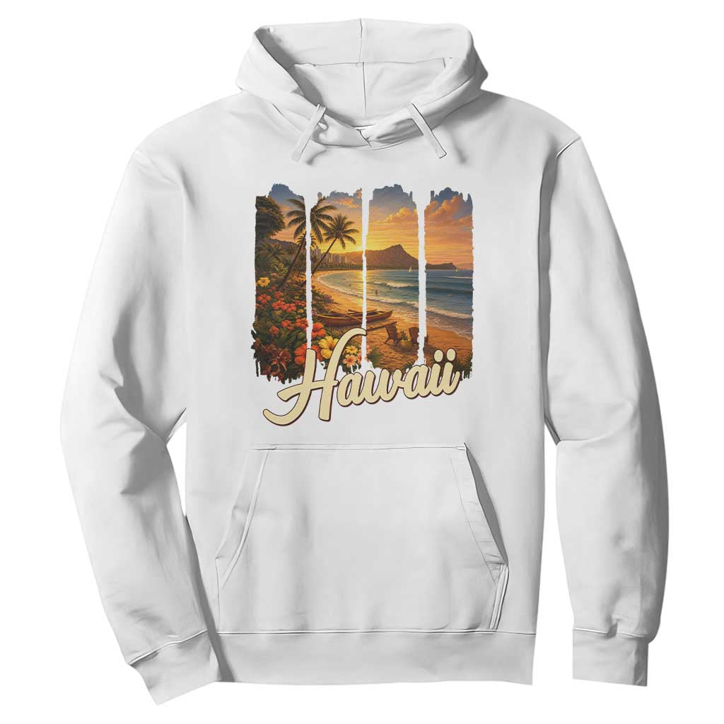 Vintage Hawaii Beach Travel Hoodie Sunset Ocean Landscape TS12 White Print Your Wear