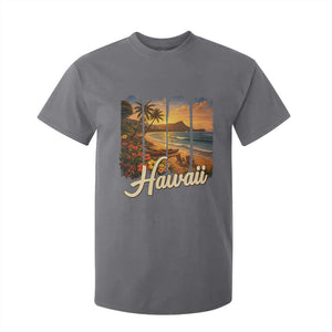 Vintage Hawaii Beach Travel T Shirt For Kid Sunset Ocean Landscape TS12 Charcoal Print Your Wear