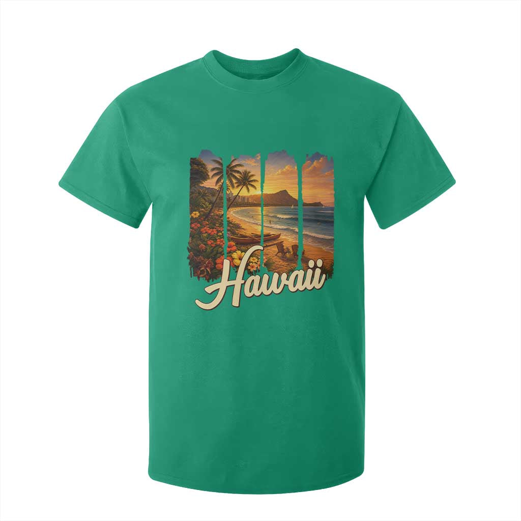 Vintage Hawaii Beach Travel T Shirt For Kid Sunset Ocean Landscape TS12 Irish Green Print Your Wear