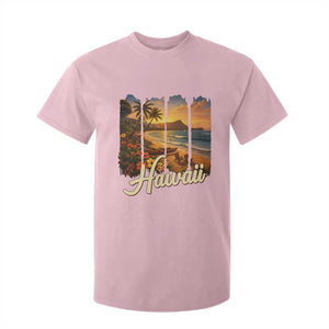Vintage Hawaii Beach Travel T Shirt For Kid Sunset Ocean Landscape TS12 Light Pink Print Your Wear