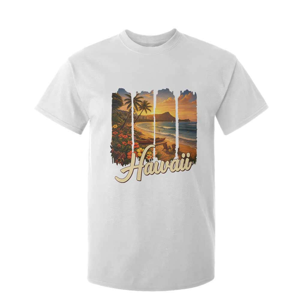 Vintage Hawaii Beach Travel T Shirt For Kid Sunset Ocean Landscape TS12 White Print Your Wear