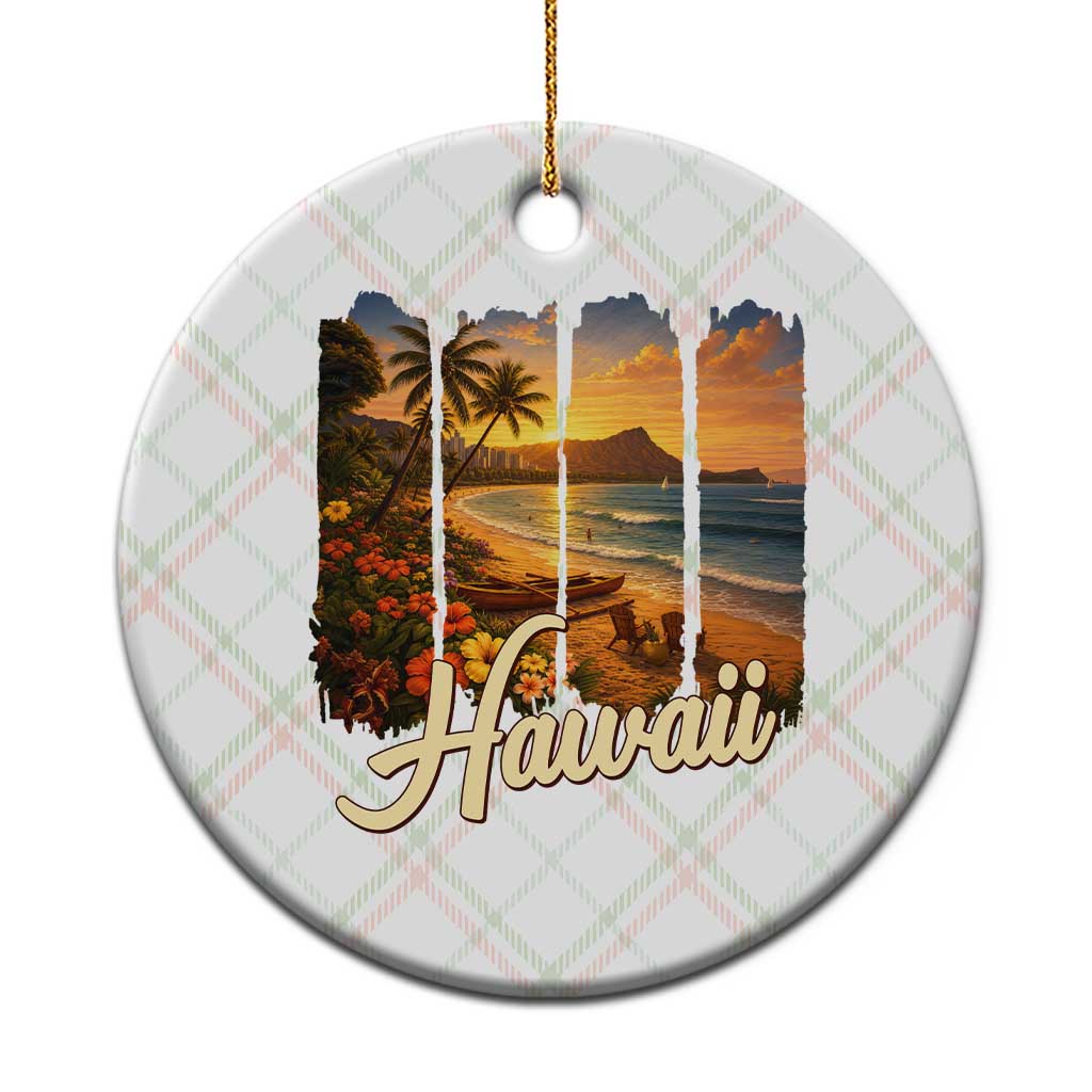 Vintage Hawaii Beach Travel Ceramic Ornament Sunset Ocean Landscape TS12 1pc Christmas Plaid Print Your Wear