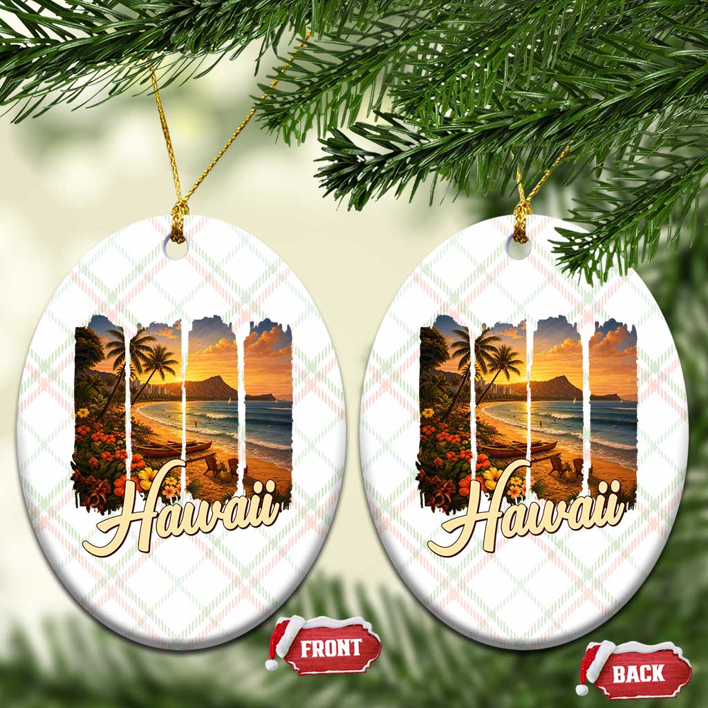 Vintage Hawaii Beach Travel Ceramic Ornament Sunset Ocean Landscape TS12 Print Your Wear
