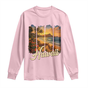 Vintage Hawaii Beach Travel Long Sleeve Shirt Sunset Ocean Landscape TS12 Light Pink Print Your Wear