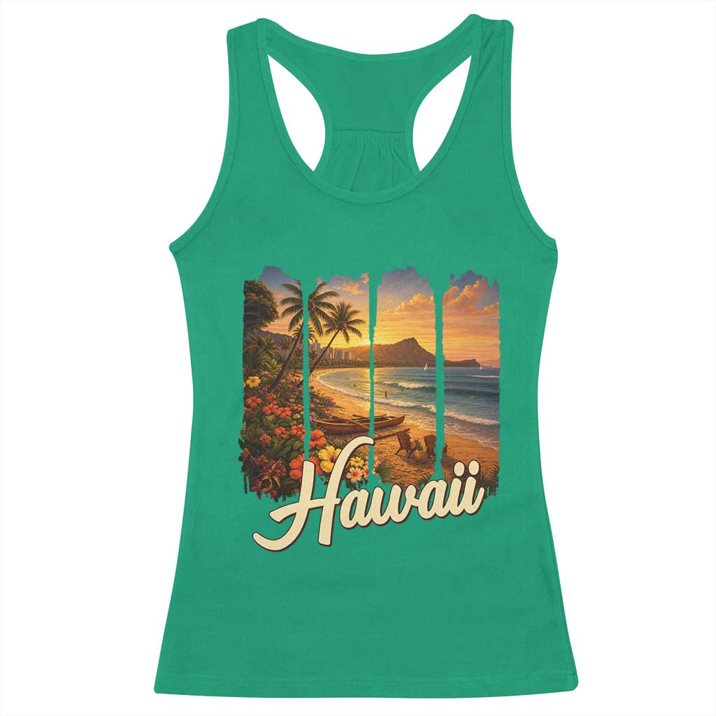 Vintage Hawaii Beach Travel Racerback Tank Top Sunset Ocean Landscape TS12 Irish Green Print Your Wear