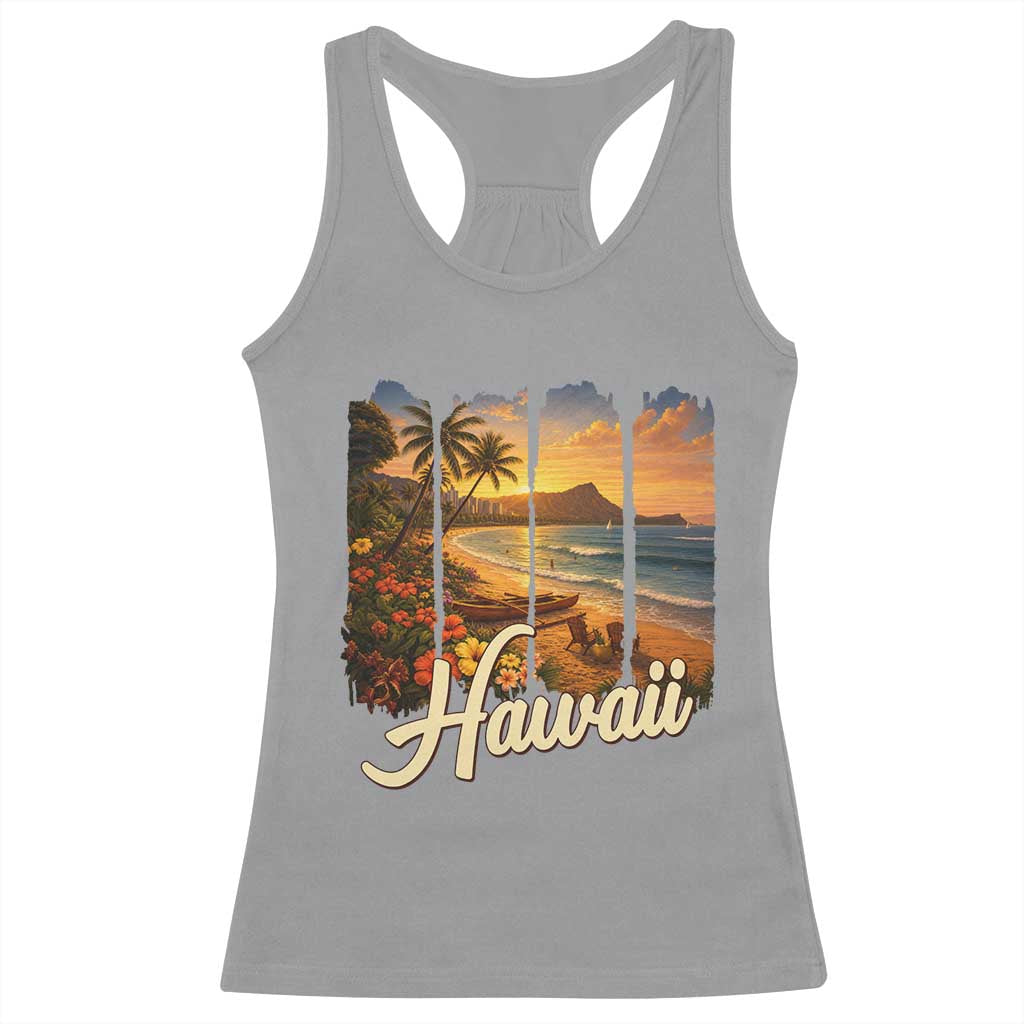 Vintage Hawaii Beach Travel Racerback Tank Top Sunset Ocean Landscape TS12 Sport Gray Print Your Wear