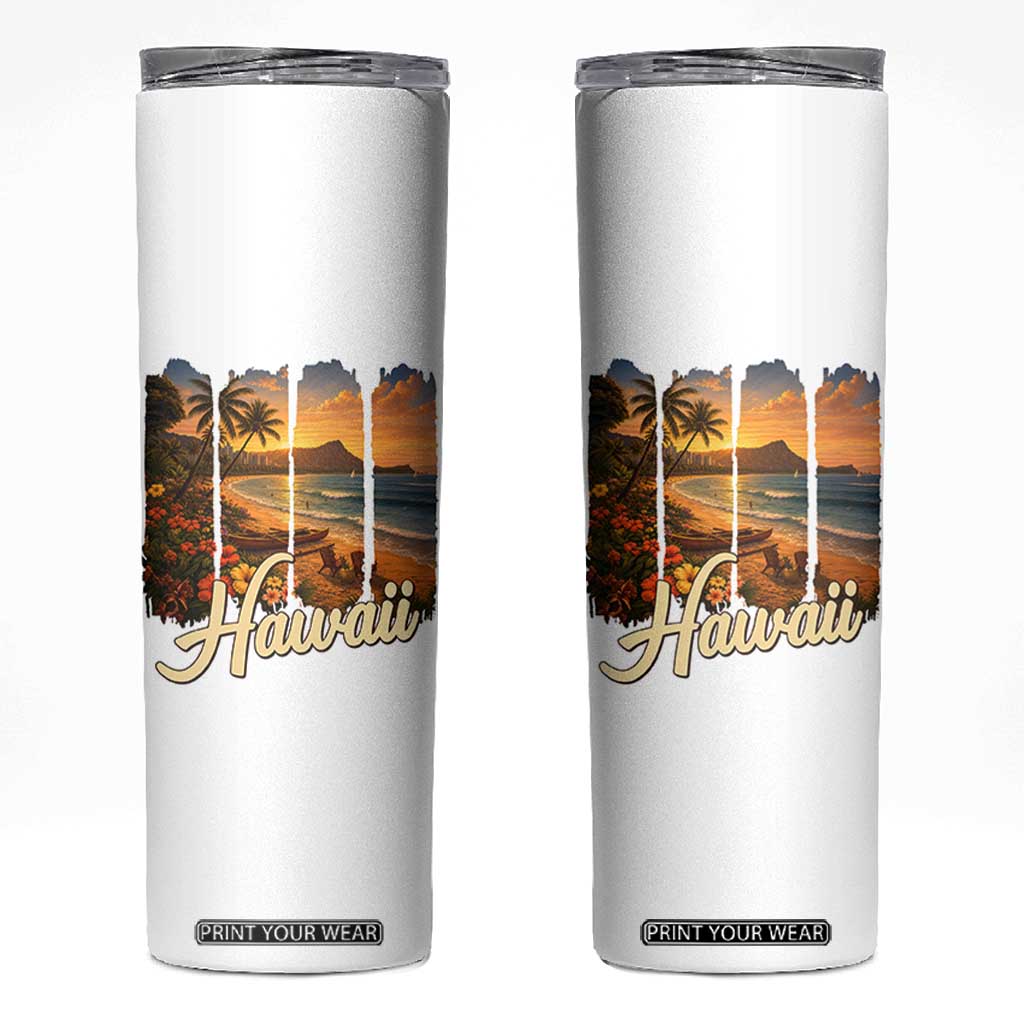 Vintage Hawaii Beach Travel Skinny Tumbler Sunset Ocean Landscape TS12 White Print Your Wear