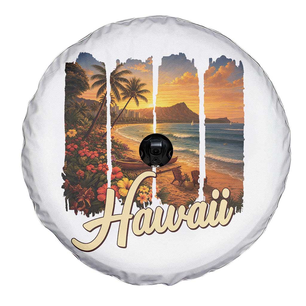Vintage Hawaii Beach Travel Spare Tire Cover Sunset Ocean Landscape TS12 Print Your Wear