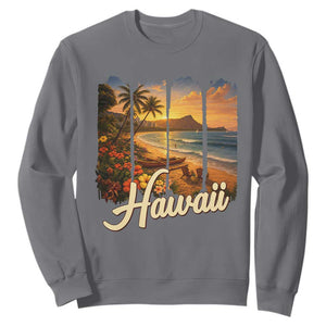 Vintage Hawaii Beach Travel Sweatshirt Sunset Ocean Landscape TS12 Charcoal Print Your Wear