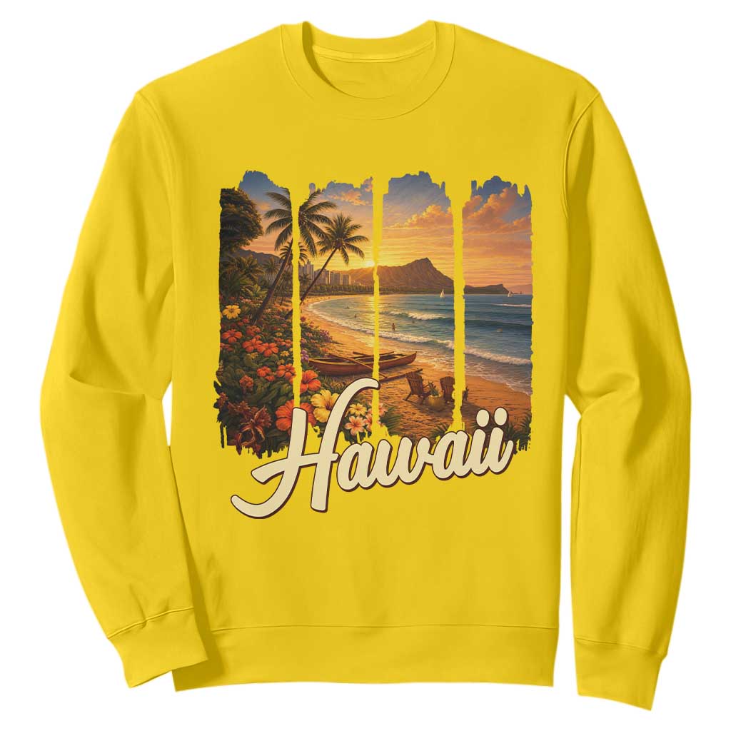 Vintage Hawaii Beach Travel Sweatshirt Sunset Ocean Landscape TS12 Daisy Print Your Wear