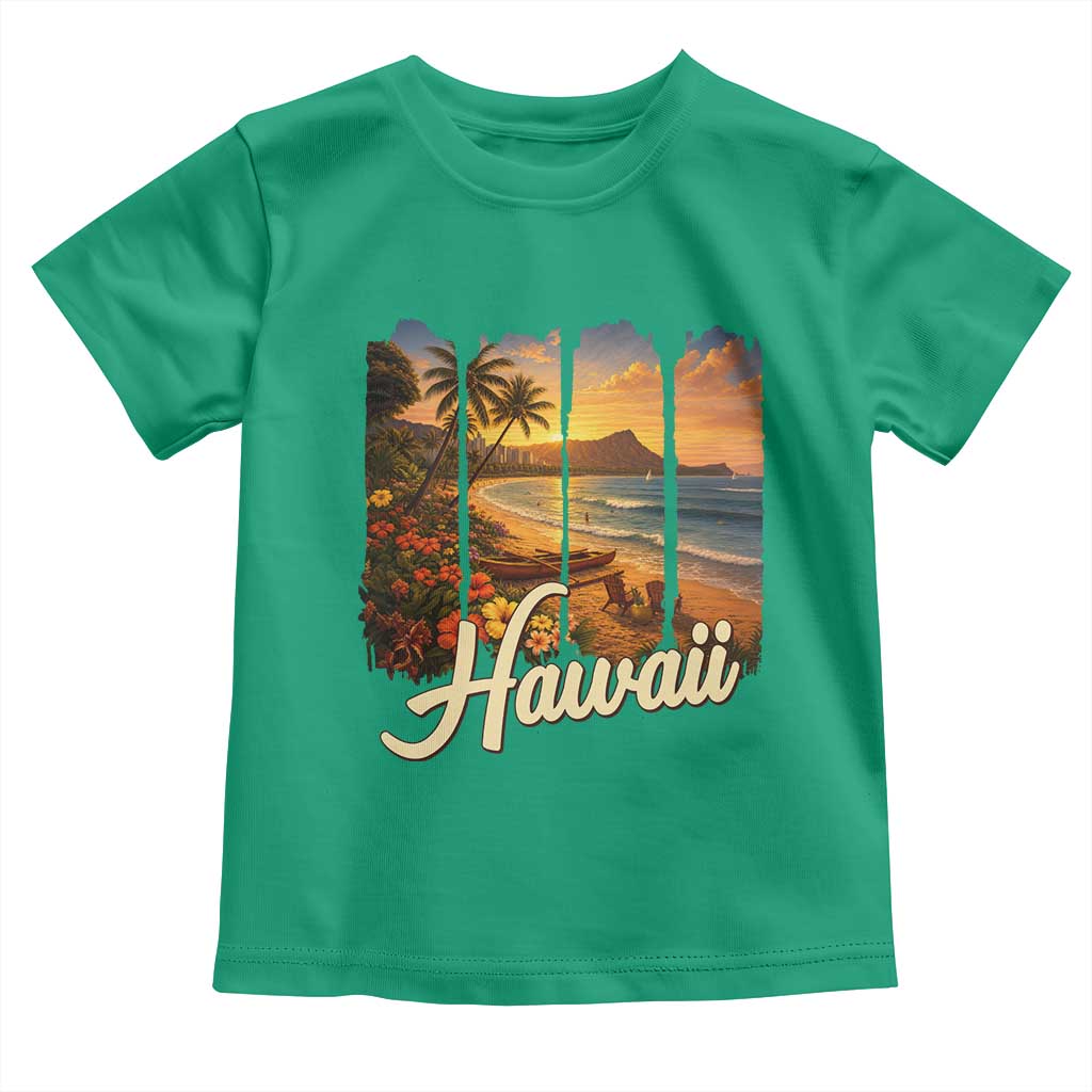 Vintage Hawaii Beach Travel Toddler T Shirt Sunset Ocean Landscape TS12 Irish Green Print Your Wear