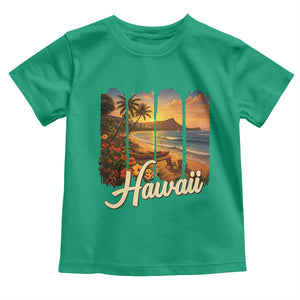 Vintage Hawaii Beach Travel Toddler T Shirt Sunset Ocean Landscape TS12 Irish Green Print Your Wear