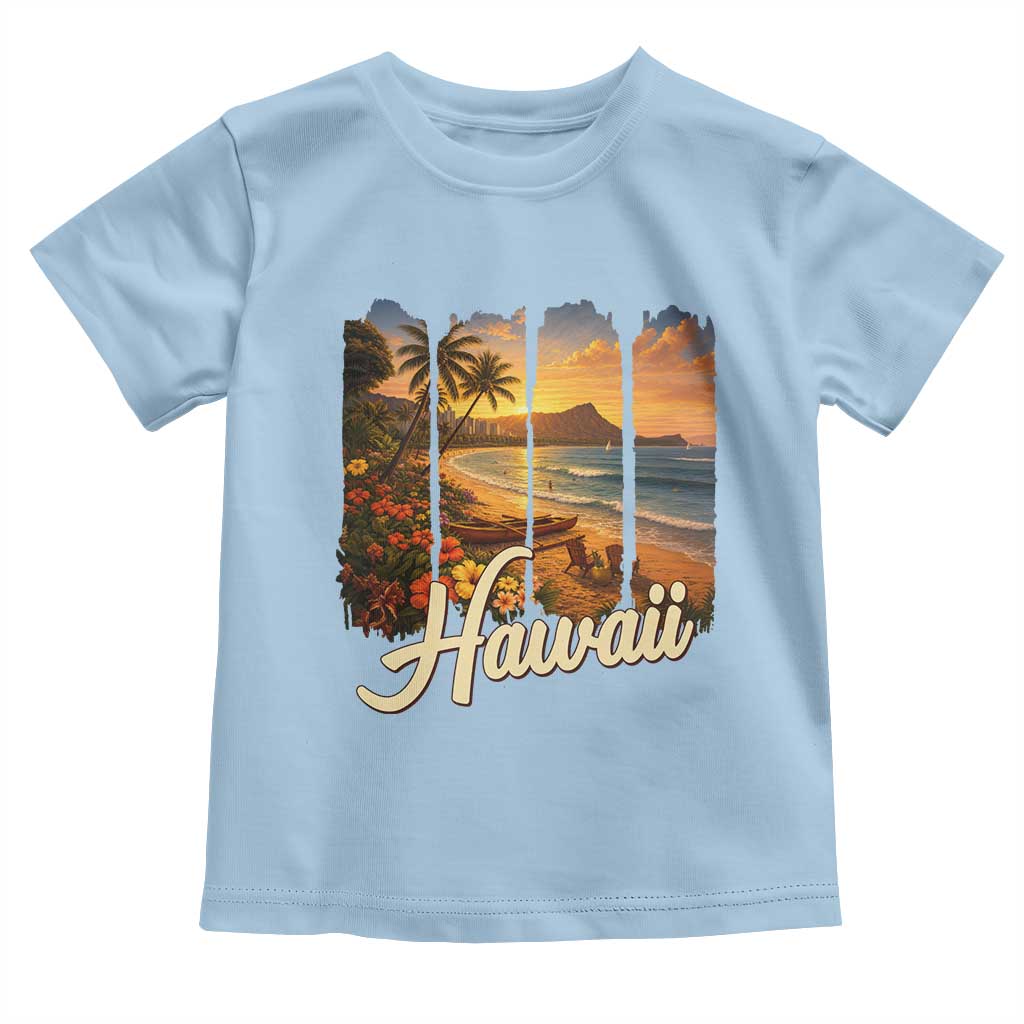 Vintage Hawaii Beach Travel Toddler T Shirt Sunset Ocean Landscape TS12 Light Blue Print Your Wear
