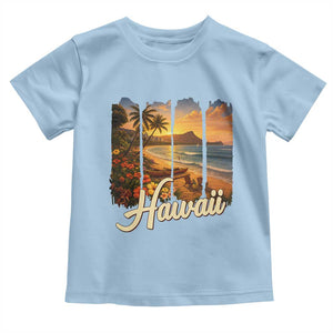 Vintage Hawaii Beach Travel Toddler T Shirt Sunset Ocean Landscape TS12 Light Blue Print Your Wear