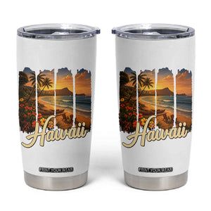 Vintage Hawaii Beach Travel Tumbler Cup Sunset Ocean Landscape TS12 White Print Your Wear