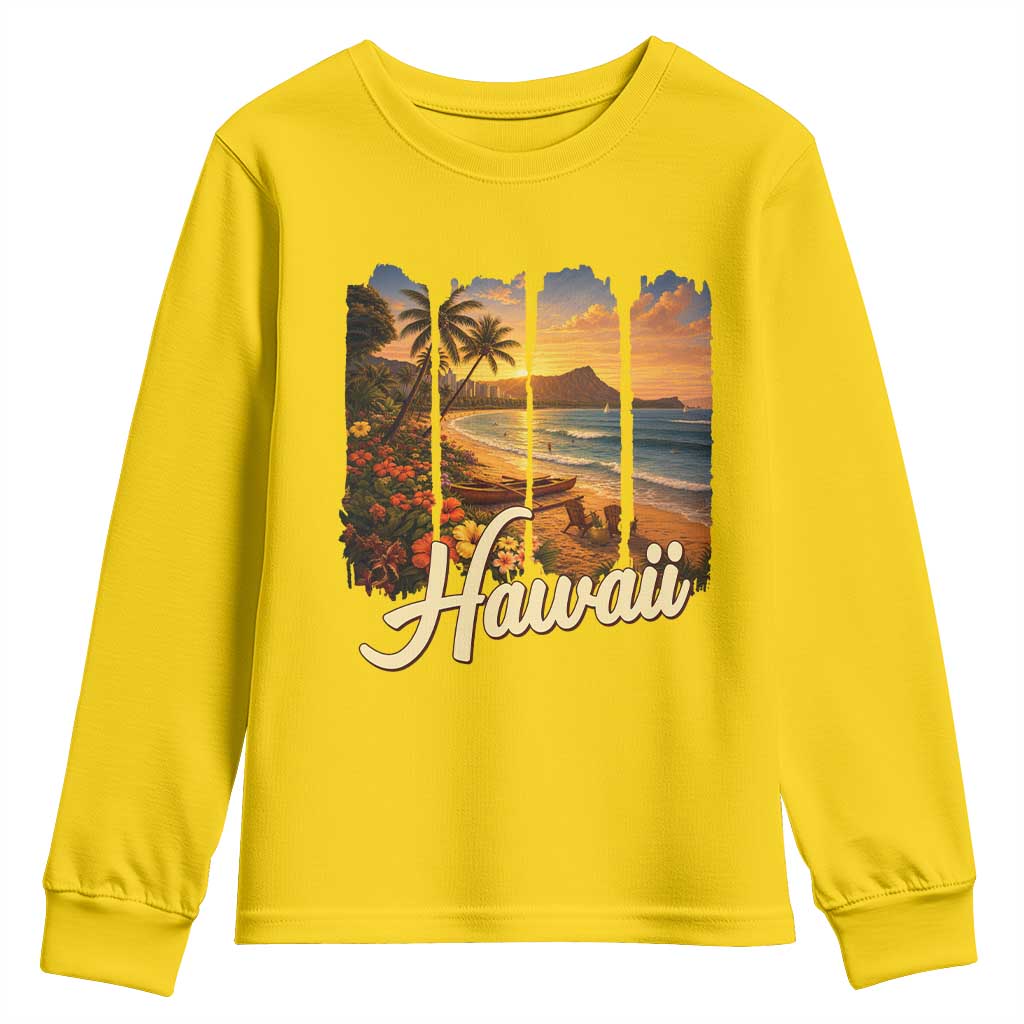 Vintage Hawaii Beach Travel Youth Sweatshirt Sunset Ocean Landscape TS12 Daisy Print Your Wear