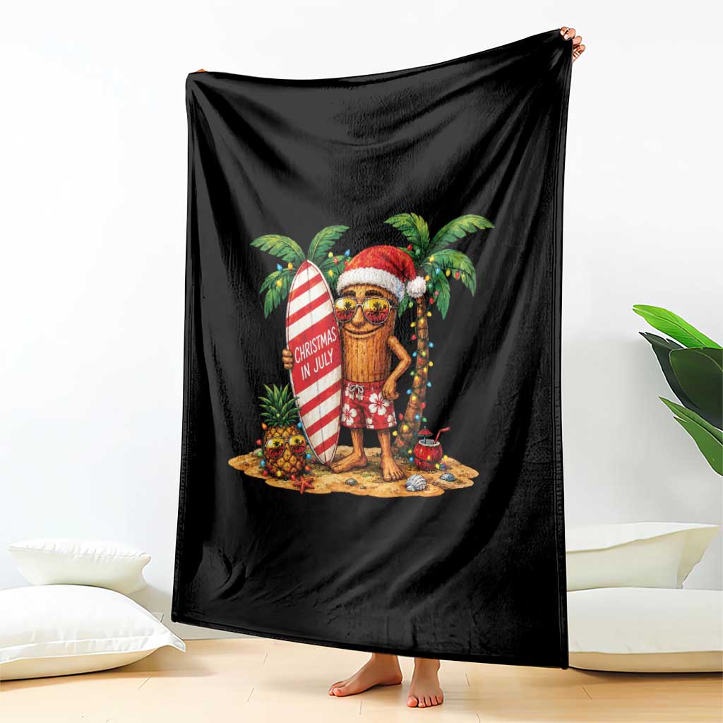 Funny Tung Tung Sahur Christmas In July Throw Blanket Beach Party Vacation TS12 Print Your Wear