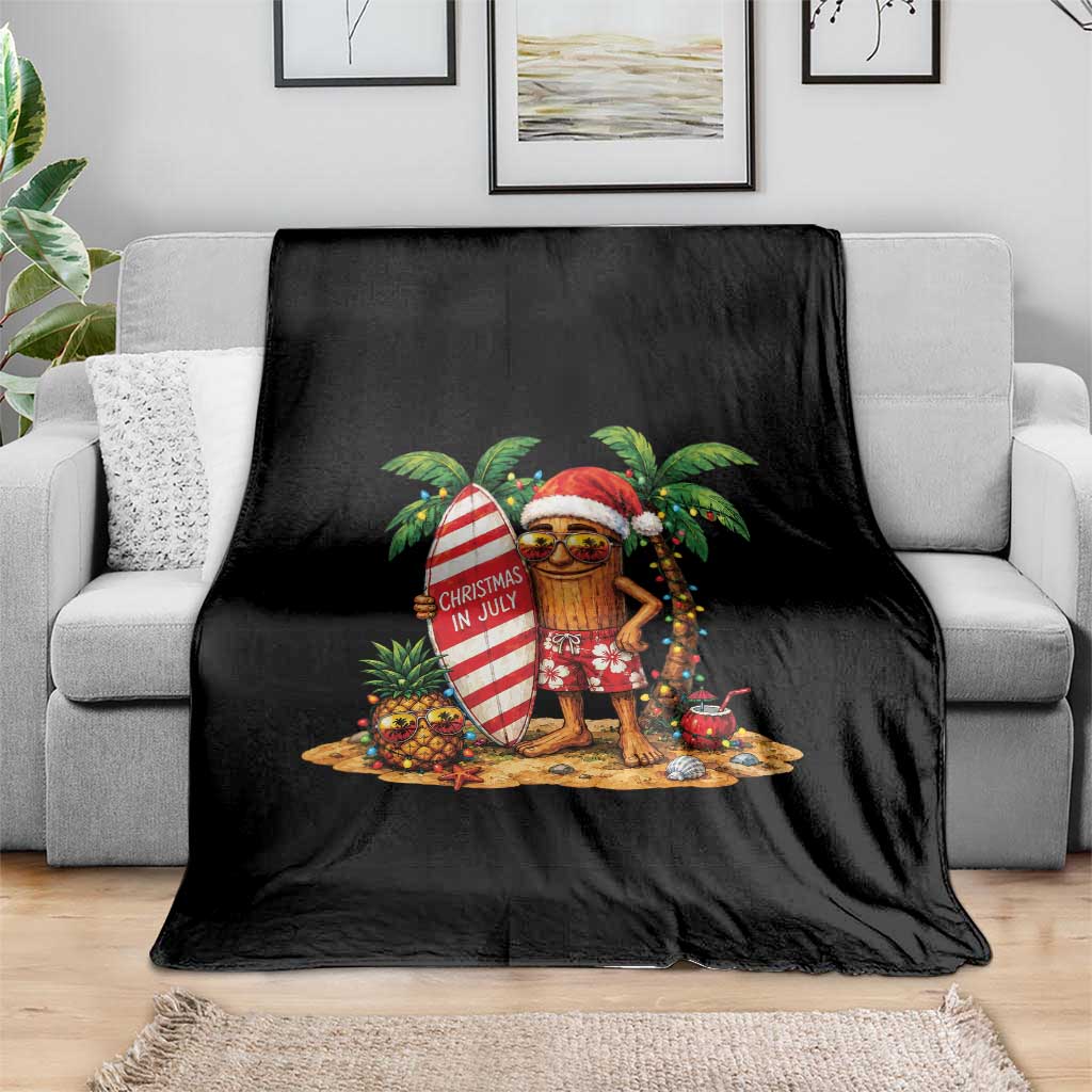Funny Tung Tung Sahur Christmas In July Throw Blanket Beach Party Vacation TS12 Print Your Wear