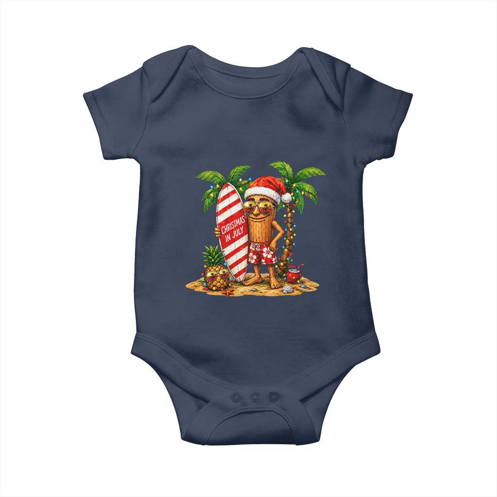 Funny Tung Tung Sahur Christmas In July Baby Onesie Beach Party Vacation TS12 Navy Print Your Wear