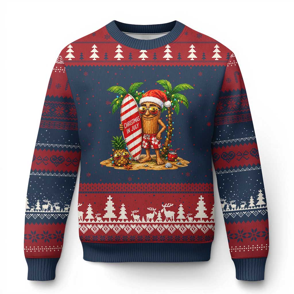 Funny Tung Tung Sahur Christmas In July Ugly Christmas Sweater Beach Party Vacation TS12 Navy Red Print Your Wear