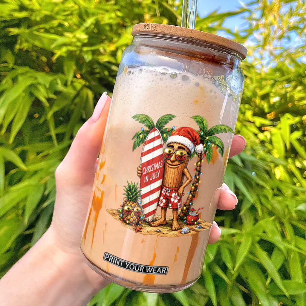 Funny Tung Tung Sahur Christmas In July Glass Can Beach Party Vacation TS12 Black Print Your Wear