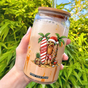 Funny Tung Tung Sahur Christmas In July Glass Can Beach Party Vacation TS12 Black Print Your Wear