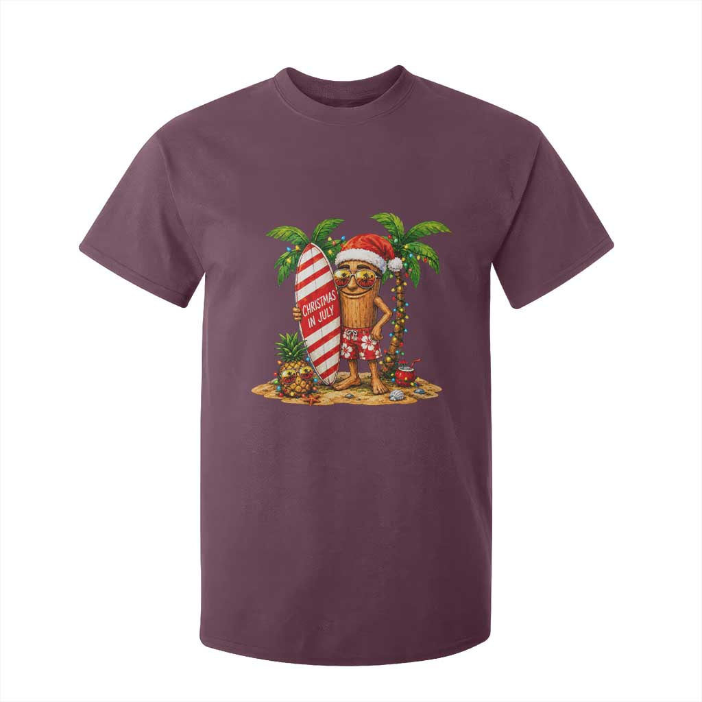 Funny Tung Tung Sahur Christmas In July T Shirt For Kid Beach Party Vacation TS12 Maroon Print Your Wear